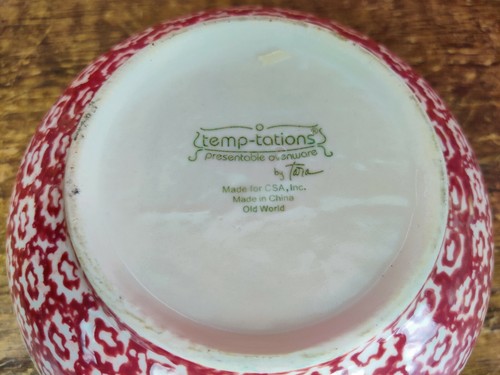 Temp-tations by Tara OLD WORLD RED 1.5 Qt Ovenware 8" SERVING Mixing BOWL - Picture 6 of 7