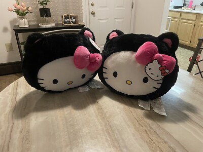 Hello Kitty Halloween Set Of  2 Pillow Black Cat Pink Bow