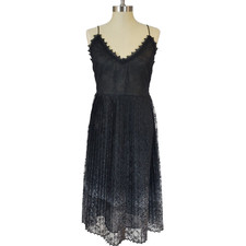 Maraislise Sheer Lace Glitter Slip Midi Dress Pleated Fairy Grunge Whimsigoth