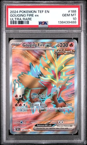 2024 POKEMON TEF EN-TEMPORAL FORCES ULTRA RARE #188 GOUGING FIRE EX PSA 10