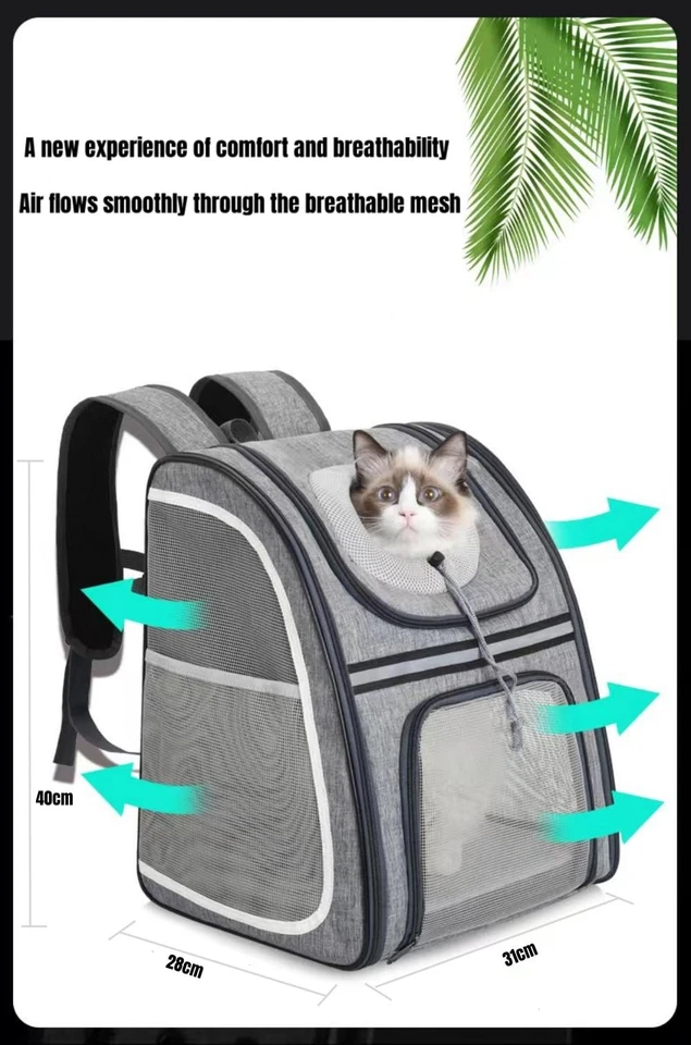 Haustier Rucksack für kleine Katzen, Hunde belüftetes Design Sicherheitsgurte - Bild 3 von 4