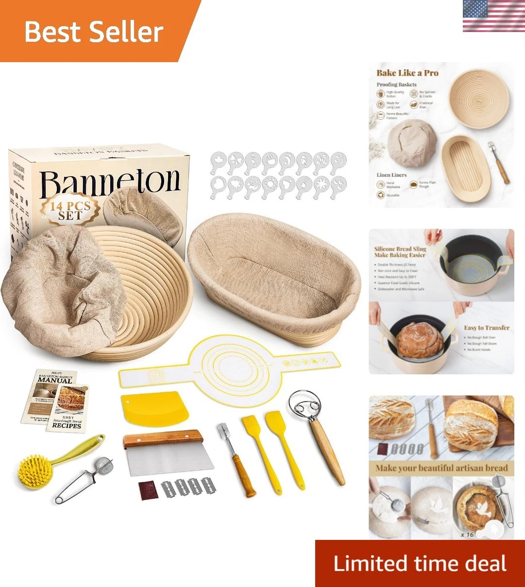Sourdough Starter Kit, Banneton Bread Proofing Baskets Set, Sourdough Bread B...
Opens in a new wind