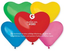 Gemar Herz 080 Standard Classic Assortment 25cm 10 Inch 50 Stk CR Latex Ballons
