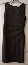 Calvin Klein Sleeveless Gray Sunburst Sheath Dress Sz 10 Few Small Pulls
