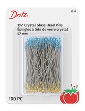 Dritz 3035 Crystal Glass Head Pins, 1-7/8-Inch 1-7/8-Inch, Blue and Yellow 