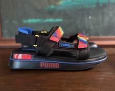Puma Future Rider Rainbow Sandal Black Red 384208 01 Womens Sz 7 LGBT New