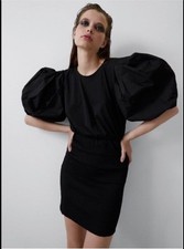 Zara puff sleeve black dress sz small