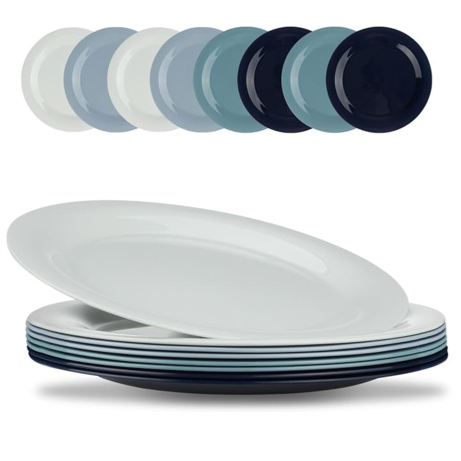 10.2 Inch Plastic Dinner Plates Set 8 Pack Unbreakable Plate Light Weight