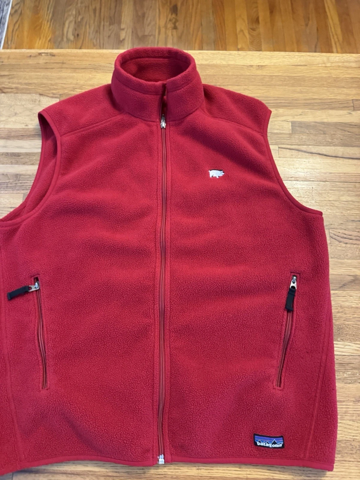 Patagonia Synchilla Fleece Vest Mens Large Red Full Zip Outdoors Hiking