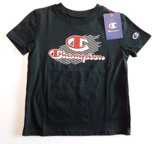 Champion Boy's T-Shirt Black Maroon Size 5 Cotton Polyester Logo NEW