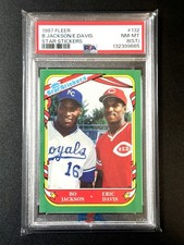 1987 FLEER STAR STICKERS CHECKLIST #132 BO JACKSON ROYALS/ ERIC DAVIS REDS PSA 8