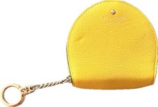 Kate Spade leather mini wallet coin purse keychain orange yellow gold