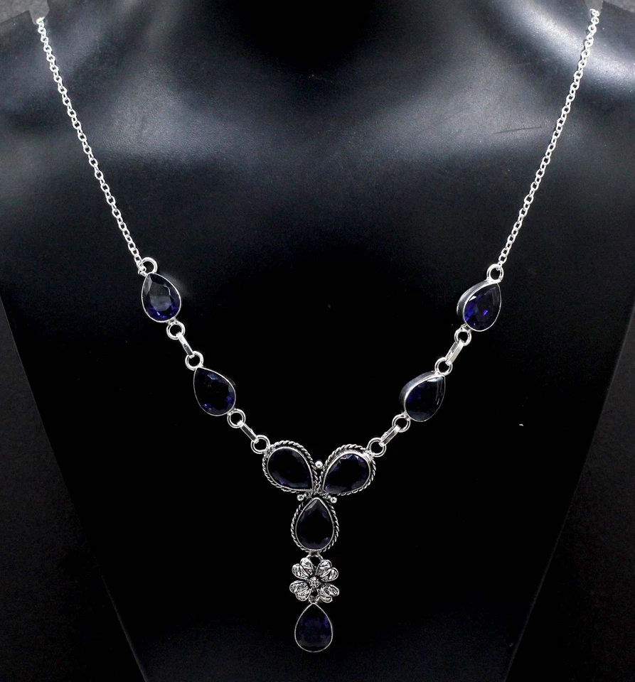 Purple Amethyst Gemstone 925 Sterling Silver Jewelry Necklace Size-17-18" - Image 3 of 4