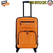 Softside Spinner Wheel Luggage Carry-On 19in Multi-Directional Travel Bag Orange