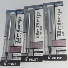 Lot of 3  Pilot Dr Grip Limited Gel G2 Rollerball Pen 0.7mm Fine Point Black Ink