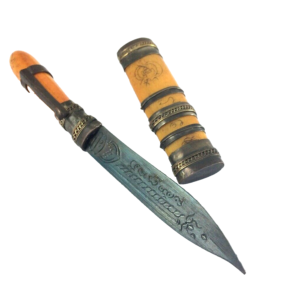 LP DERM Mini Blade KNIFE Ritual Thai Amulet POWER Protect DARK Killer Talisman