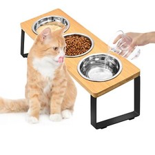 Raised Cat Food Water Bowl  Small Dog 15  Tilted Elevated Food Feeding Tray w...