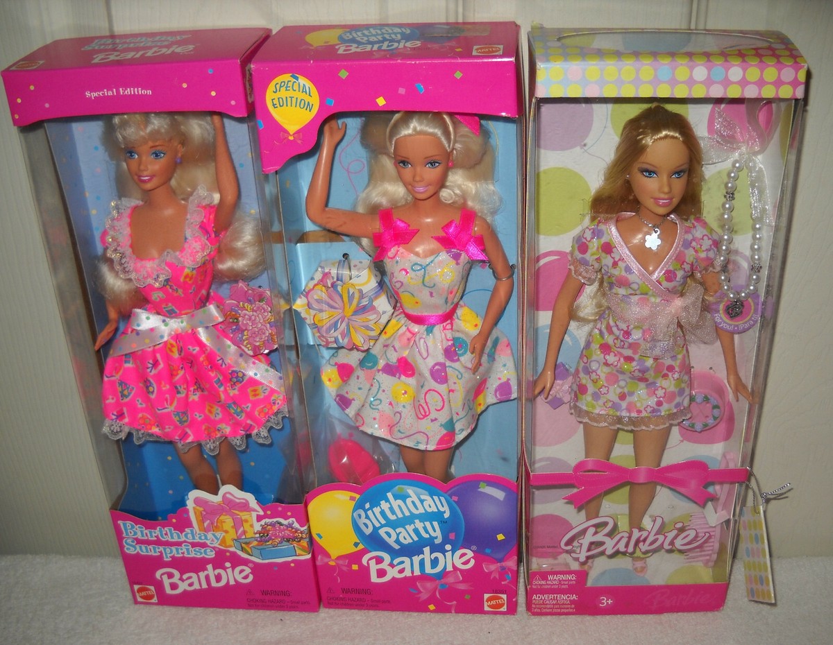10797 NRFB Supermarket Set of Birthday Barbie Dolls