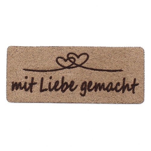10er Set Label Nähetiketten Aufnähen 6x2,5cm in Leder Optik 13 mit Liebe gemacht - Bild 2 von 6