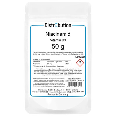 Vitamin B3 Niacin Pulver 50g Flush-Free reines Niacinamid Lebensmittelqualität