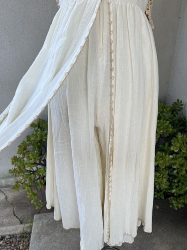 Vtg Beige Pant Jumpsuit Gauze Lace Sz S Linda Palau mexico - Picture 11 of 13