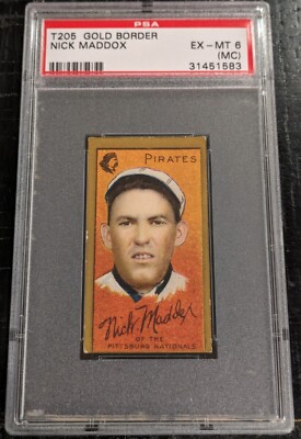 1911 T205 Gold Border Nick Maddox PSA 6 (MC) EX-MT Sweet Caporal