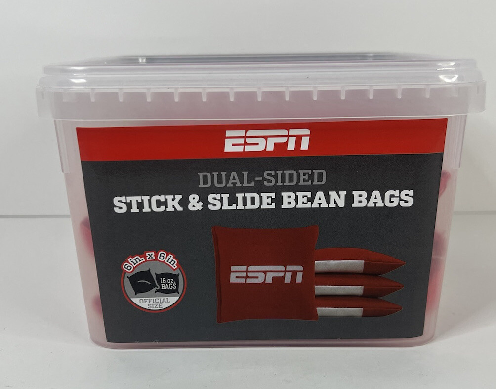 ESPN Cornhole Bags DualSided Stick & Slide Bean Bags New 6 In x 6 In
