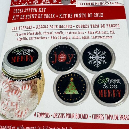 Dimensions Counted Cross Stitch - Holiday Cheer Jar Toppers (70-08944) NEW - Picture 3 of 6