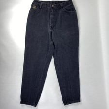 Vintage Wrangler for Women 16x30 Black Wash High Waisted Tapered Leg Mom Jeans