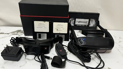 Virtual IO i-Glasses Headset Virtual Display Systems 1995 COMPLETE KIT turns On
