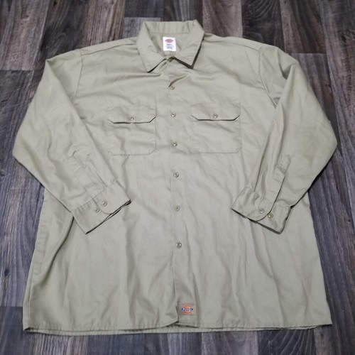 Camisa Dickies Para Hombres Adultos 2XL Beige Bolsillo Ropa de Trabajo Informal Manga Corta Hombres