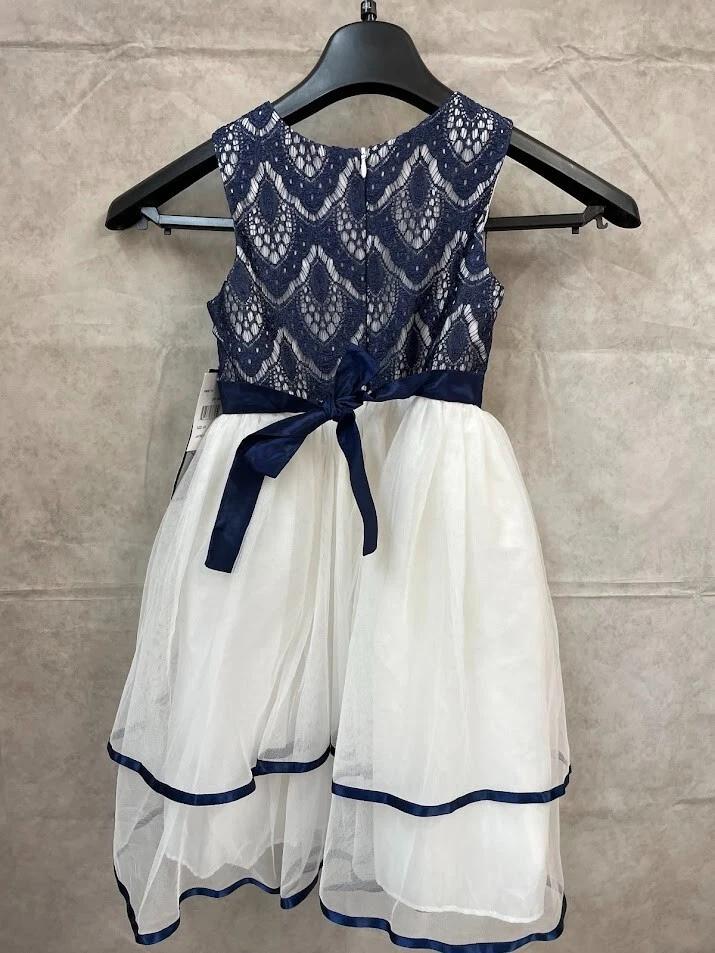 Vestido de novia de fiesta Jayne Copeland para niñas blanco azul talla 6X Foto 2 de 4