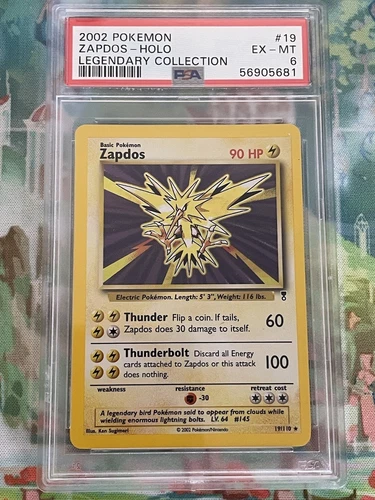 2002 Pokemon Legendary Collection Zapdos Holo #19 PSA 6 EX-MT Excellent Mint