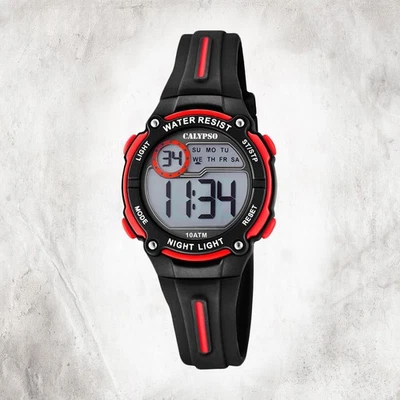 Calypso Kunststoff PUR Kinder Uhr K6068/6 Armbanduhr schwarz Digital UK6068/6 - Bild 1 von 4