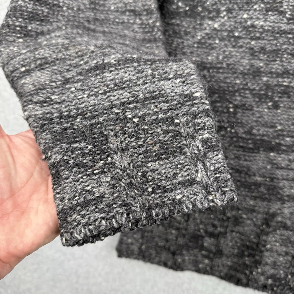 Винтажный J Crew свитер мужской XL серый коренастый трикотажа 100% шерсти Crewneck пуловер - Изображение 4 из 4