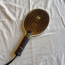 Raqueta de bola de pádel vintage clásica Marcraft APTA correa de mango de cuero de madera