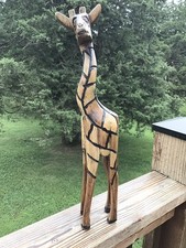 Hand Carved Wooden Wood 18 Giraffe Figurine Decorative African Folk Art Decor