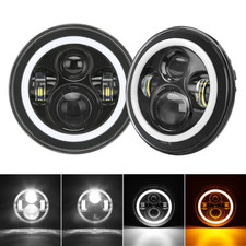 Pair 7 Round Black Led Headlights Halo Angel Eyes For Jeep Wrangler Jk Tj Cj Lj Pair 7 Round Black Led Headlights Halo Angel Eyes For Jeep Wrangler Jk Tj Cj Lj