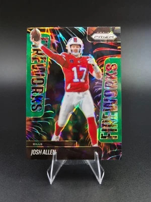 2025 Panini Prizm Josh Allen Fireworks Green Ice #23 Bills - Bild 1 von 2