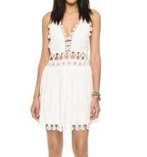 Honey Punch Eyelet Cut Out Dress Size S White Embroidered Mini Spaghetti Strap