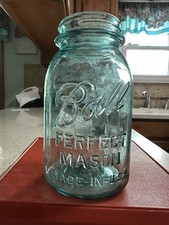 Ball Perfect Mason Blue Glass Jar Made in U.S.A. Vintage Style Canning Jar