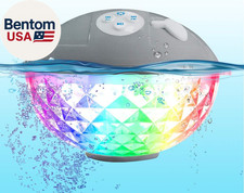 Floating Pool Speakers with Colorful Lights, IP68 Waterproof Bluetooth Speaker f