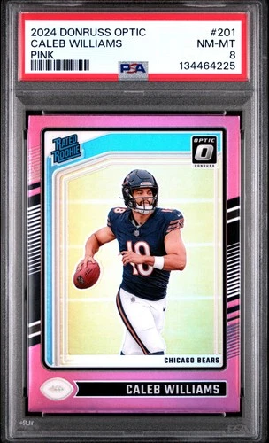 2024 PANINI DONRUSS OPTIC PINK #201 CALEB WILLIAMS ROOKIE RC PSA 8