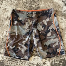 Men's O'neill Hyperfreak Board Shorts Size 38 Camo And Orange