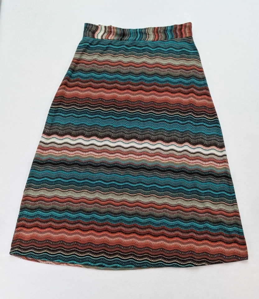 Falda para mujer Roz & Ali talla 1X larga maxi a rayas azteca suroeste Foto 2 de 4