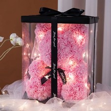 Rose Teddy Bear Gift Box w/ Lights Valentine  s Anniversary Birthday Mothers Day