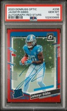 2023 Panini Donruss Optic #236 Jahmyr Gibbs Autograph-Red Stars PSA 10