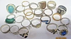 Vintage Sterling & Costume Jewelry Lot 20+ Mixed Rings w/ Gemstones #2