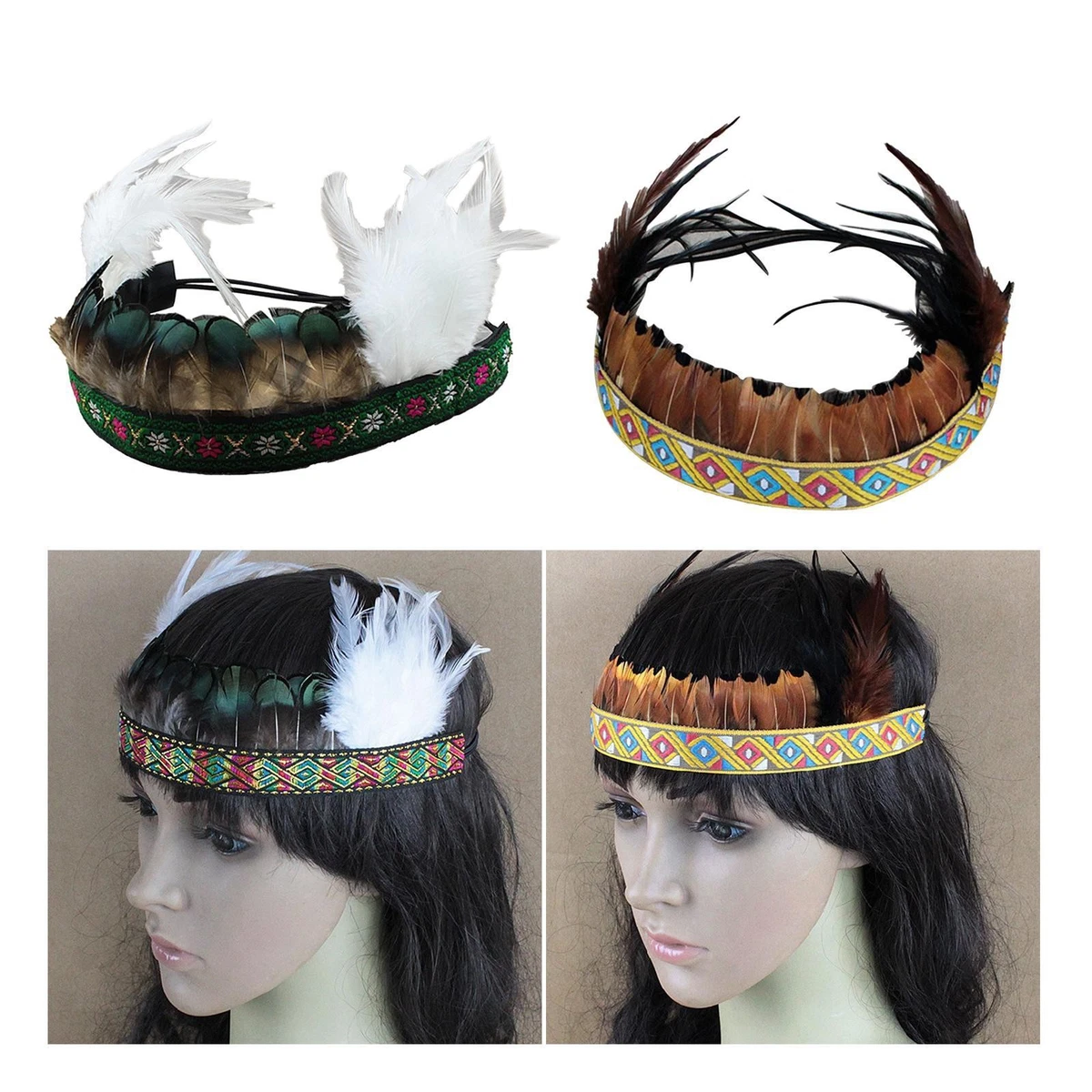 Cappello fascinator da donna con piume e fiori in rete