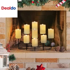 Candelabra Fireplace Candle Holder: Black Metal Pillar Candle Holders for inside